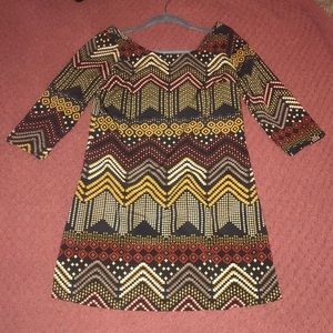 V-back print pattern navy dress